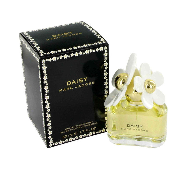 Daisy by Marc Jacobs perfume bottle with floral bouquet accents